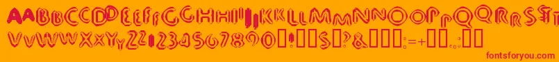 80db-Schriftart – Rote Schriften auf orangefarbenem Hintergrund