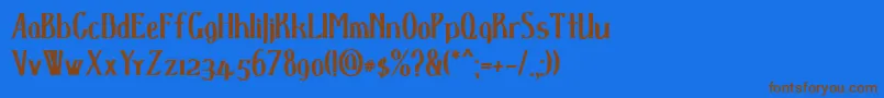 Dspenserbold Font – Brown Fonts on Blue Background