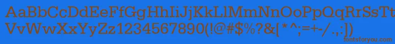 フォントEgyptiennestdRegular – 茶色の文字が青い背景にあります。