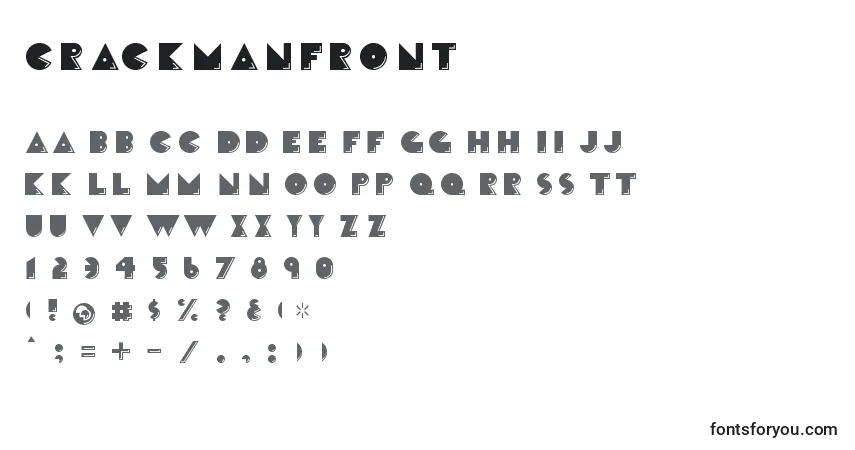 A fonte CrackmanFront – alfabeto, números, caracteres especiais