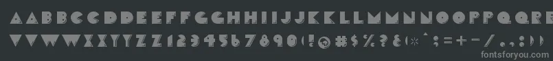 CrackmanFront-fontti – harmaat kirjasimet mustalla taustalla
