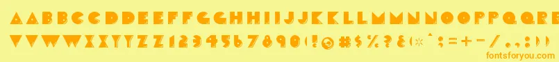 フォントCrackmanFront – オレンジの文字が黄色の背景にあります。