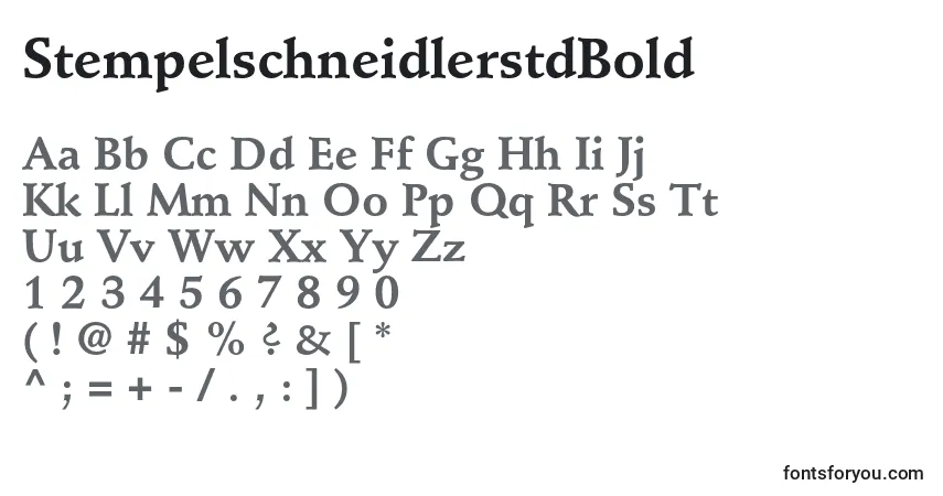 Шрифт StempelschneidlerstdBold – алфавит, цифры, специальные символы