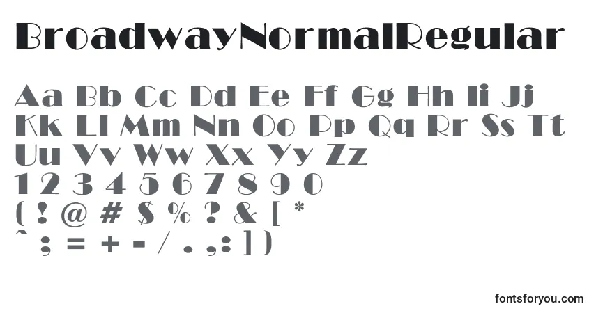 Шрифт BroadwayNormalRegular – алфавит, цифры, специальные символы