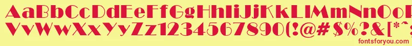 BroadwayNormalRegular Font – Red Fonts on Yellow Background