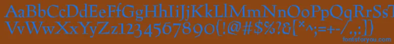 フォントPreissig – 茶色の背景に青い文字