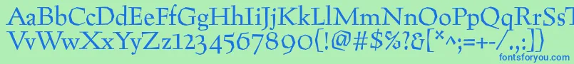 フォントPreissig – 青い文字は緑の背景です。