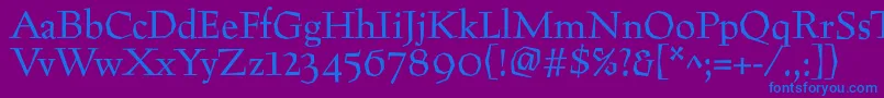 フォントPreissig – 紫色の背景に青い文字