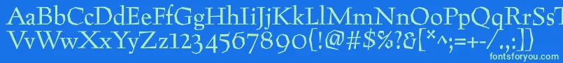 Preissig Font – Green Fonts on Blue Background