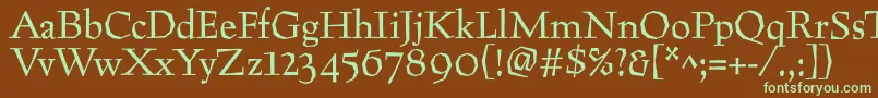 Preissig-fontti – vihreät fontit ruskealla taustalla
