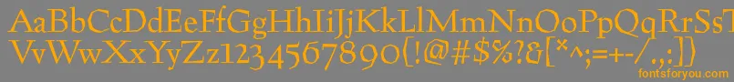 フォントPreissig – オレンジの文字は灰色の背景にあります。