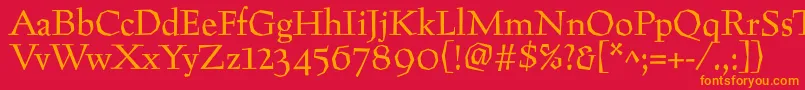 フォントPreissig – 赤い背景にオレンジの文字