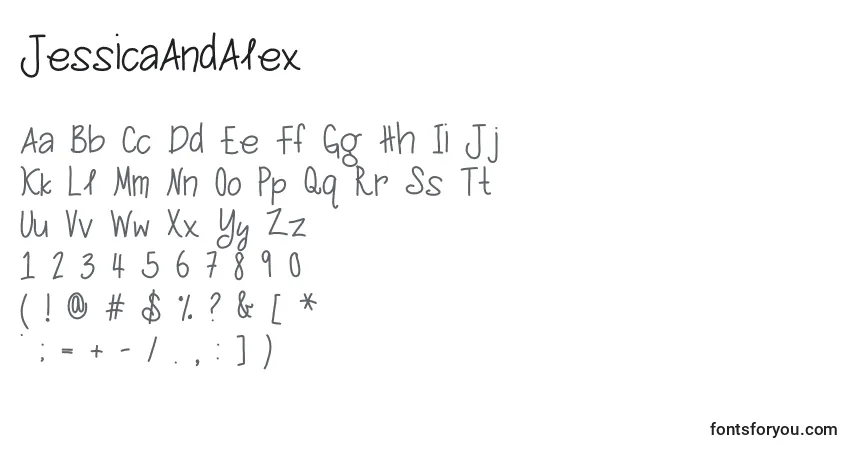 A fonte JessicaAndAlex – alfabeto, números, caracteres especiais