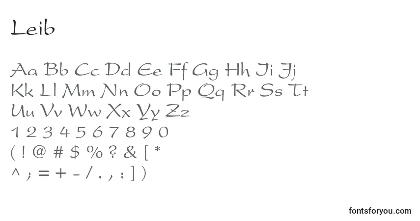 Leib-fontti – aakkoset, numerot, erikoismerkit