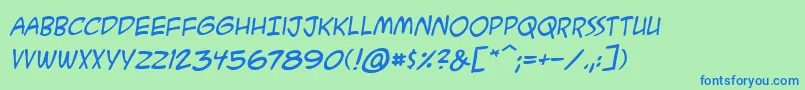 AcmesecretagentbbItal Font – Blue Fonts on Green Background