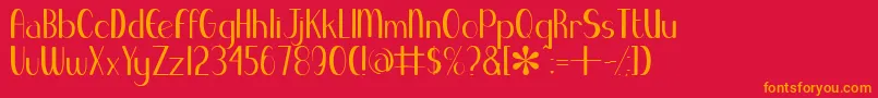 フォントBlueMelody – 赤い背景にオレンジの文字