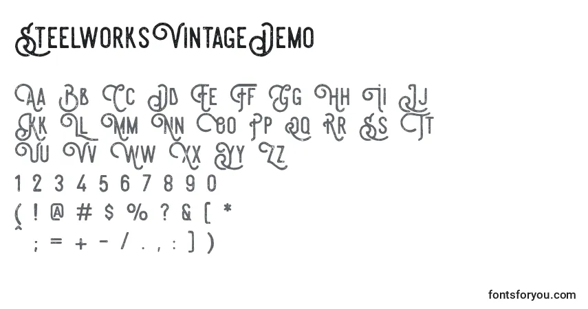 SteelworksVintageDemo Font – alphabet, numbers, special characters