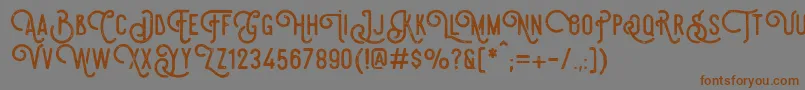 フォントSteelworksVintageDemo – 茶色の文字が灰色の背景にあります。