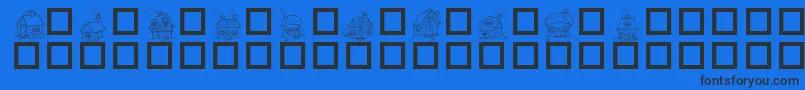 DestinysLittleHouses Font – Black Fonts on Blue Background