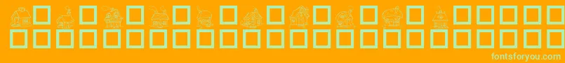 フォントDestinysLittleHouses – オレンジの背景に緑のフォント