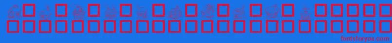 DestinysLittleHouses-Schriftart – Rote Schriften auf blauem Hintergrund