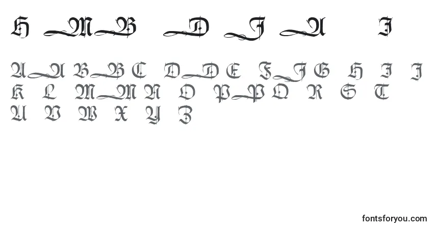 Шрифт HumboldtfrakturInitialen – алфавит, цифры, специальные символы