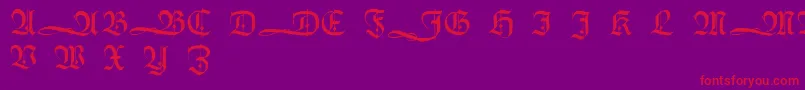 HumboldtfrakturInitialen-Schriftart – Rote Schriften auf violettem Hintergrund
