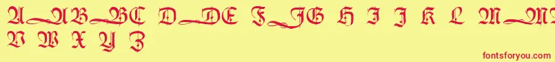 HumboldtfrakturInitialen Font – Red Fonts on Yellow Background