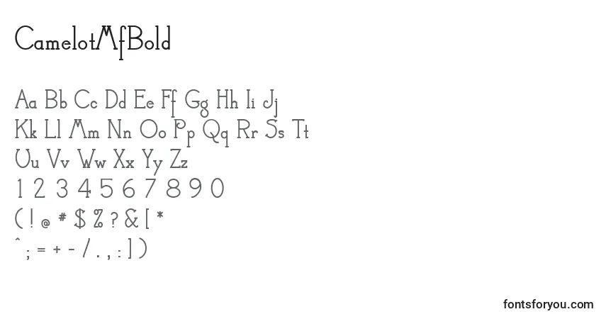 A fonte CamelotMfBold – alfabeto, números, caracteres especiais