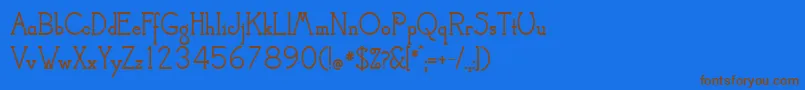 CamelotMfBold-Schriftart – Braune Schriften auf blauem Hintergrund