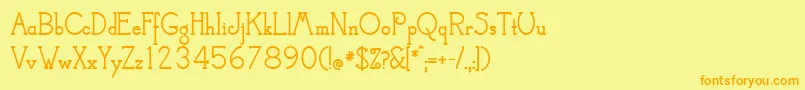 フォントCamelotMfBold – オレンジの文字が黄色の背景にあります。