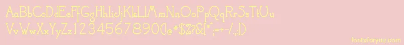 CamelotMfBold-Schriftart – Gelbe Schriften auf rosa Hintergrund