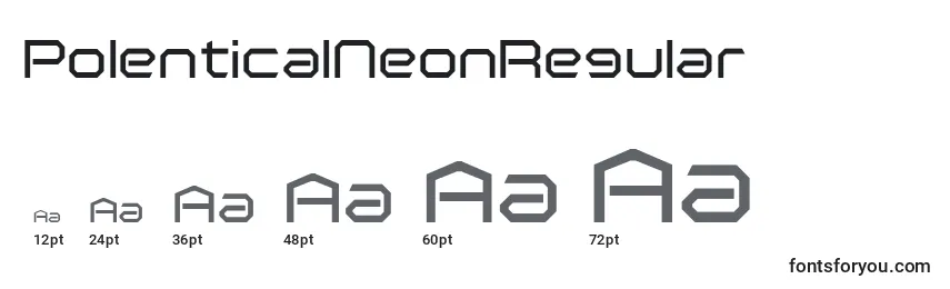 Размеры шрифта PolenticalNeonRegular