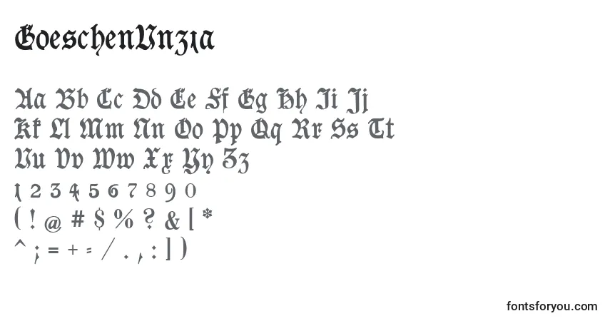 A fonte GoeschenUnz1a – alfabeto, números, caracteres especiais