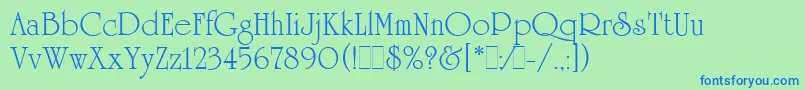 UniversityRomanLetPlain.1.0-fontti – siniset fontit vihreällä taustalla