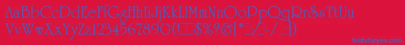 フォントUniversityRomanLetPlain.1.0 – 赤い背景に青い文字