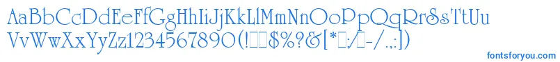フォントUniversityRomanLetPlain.1.0 – 白い背景に青い文字