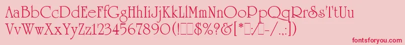 フォントUniversityRomanLetPlain.1.0 – ピンクの背景に赤い文字