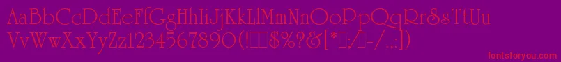 UniversityRomanLetPlain.1.0フォントについての詳細 フォントUniversityRomanLetPlain.1.0 – 紫の背景に赤い文字