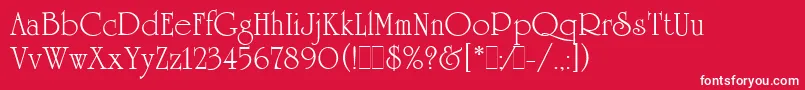 UniversityRomanLetPlain.1.0-fontti – valkoiset fontit punaisella taustalla