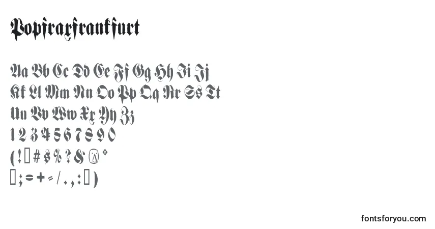 Popfraxfrankfurt-fontti – aakkoset, numerot, erikoismerkit