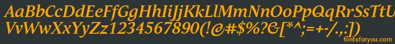 フォントAndulkaBookProBoldItalic – 黒い背景にオレンジの文字