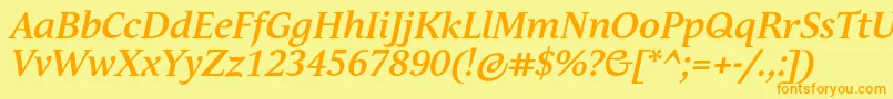 AndulkaBookProBoldItalic Font – Orange Fonts on Yellow Background