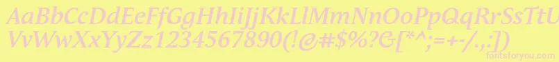 Weitere Informationen zur AndulkaBookProBoldItalic-Schriftart AndulkaBookProBoldItalic-Schriftart – Rosa Schriften auf gelbem Hintergrund
