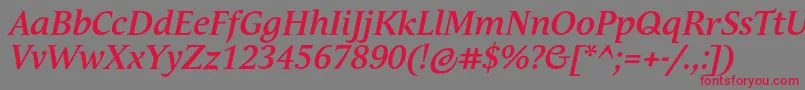 More about AndulkaBookProBoldItalic Font AndulkaBookProBoldItalic Font – Red Fonts on Gray Background