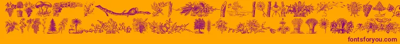 Шрифт VegetableBreatheFree – фиолетовые шрифты на оранжевом фоне
