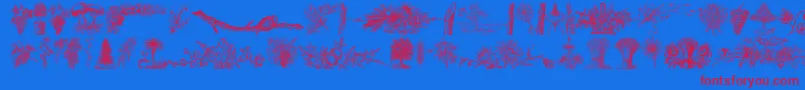 VegetableBreatheFree-Schriftart – Rote Schriften auf blauem Hintergrund