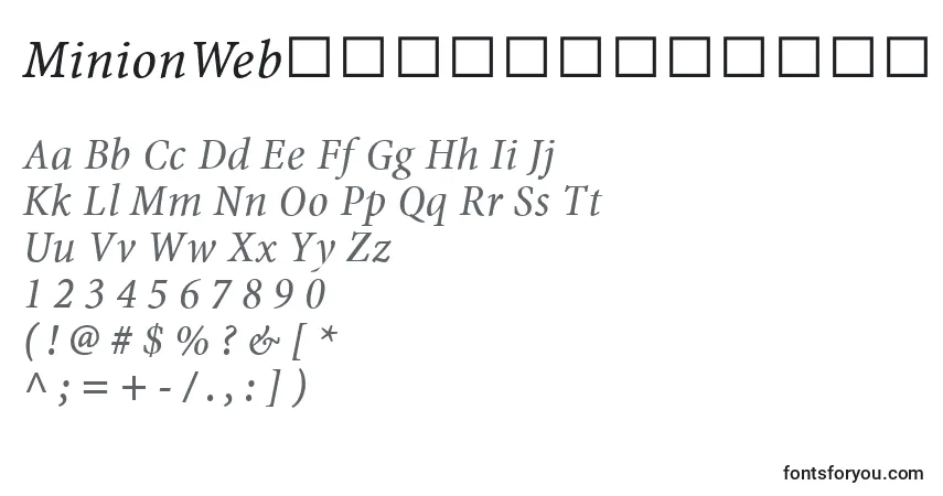 A fonte MinionWebРљСѓСЂСЃРёРІ – alfabeto, números, caracteres especiais