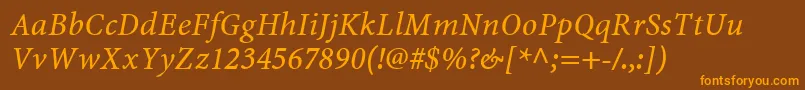 MinionWebРљСѓСЂСЃРёРІ Font – Orange Fonts on Brown Background