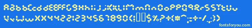 EndlessShowroomRegular-Schriftart – Gelbe Schriften auf blauem Hintergrund